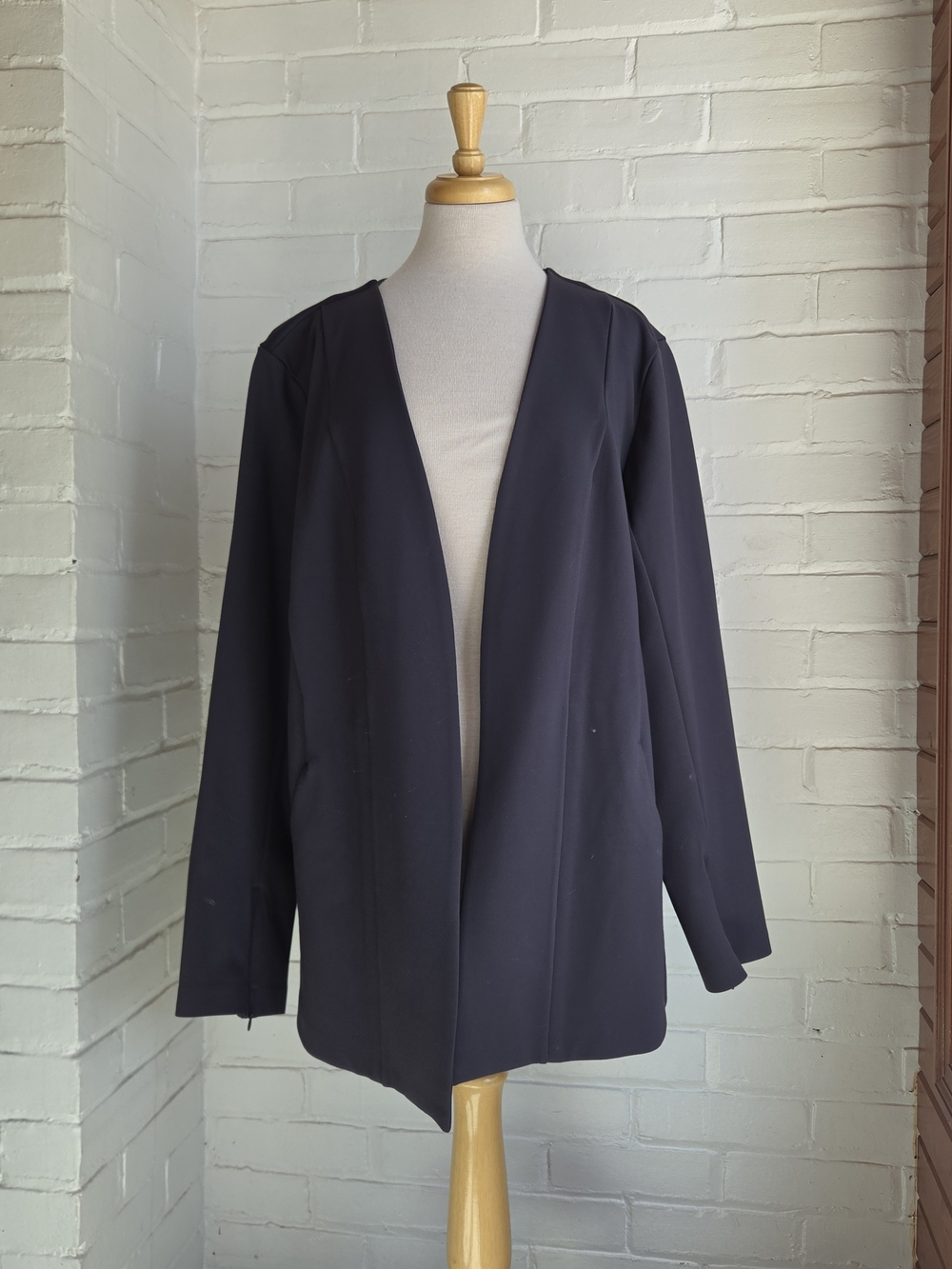 NEW FLX urban commuter blue open front blazer jacket stretch athleisure Size 3X